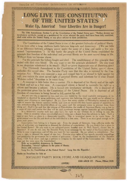 Leaflet from Schenck v. U.S. (1919)