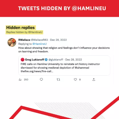 Image of a retweet about FIRE's letter to Hamline University