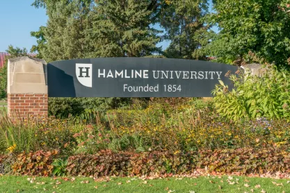 Hamline University sign entrance