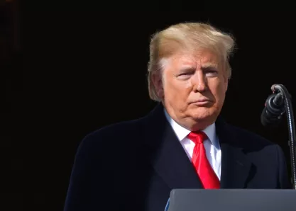 President Trump approaches the Mic from the White House Balcony during a welcoming ceremony for the Washington Nationals Baseball team on the South Lawn.