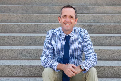 Jeff Hunt sitting on steps