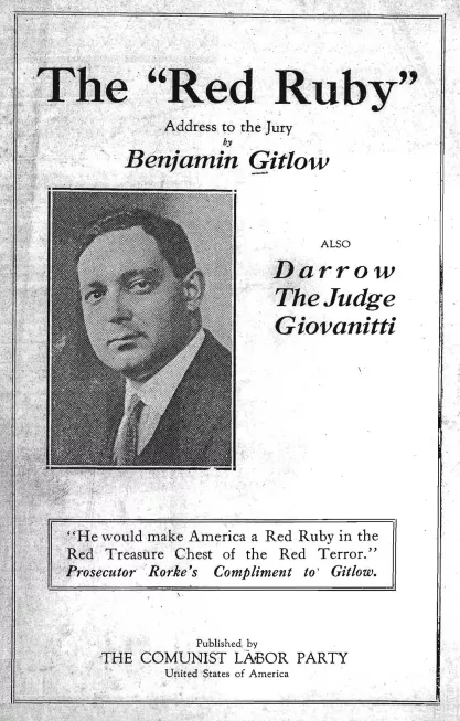 Copy of the pamphlet "Red Ruby" that contains Ben Gitlow's address to the jury