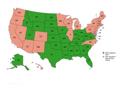 States with 2020 Title IX regs in effect