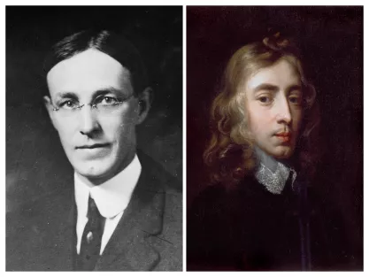 Alexander Meiklejohn and John Milton official portraits from Wikipedia