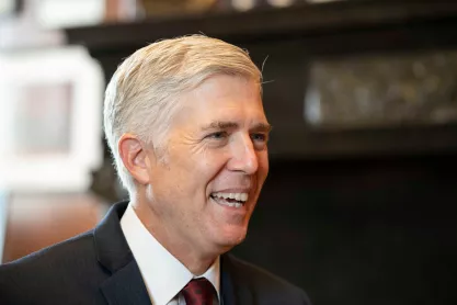 Supreme Court Justice Neil Gorsuch speaks in his office on Sept. 4, 2019 