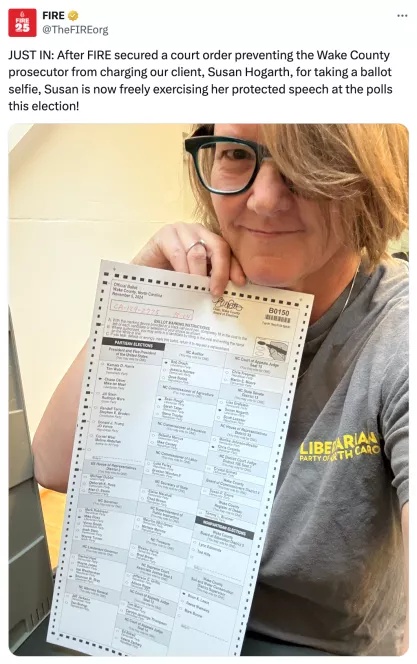 Susan Hogarth Ballot Selfie October 2024
