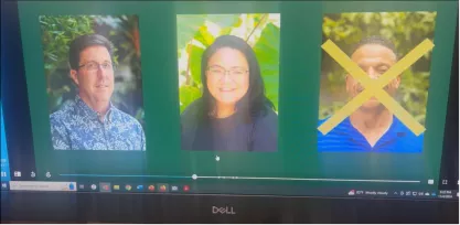 Slide with an image of law professor Ken Lawson alongside two other administrators at the University of Hawaii