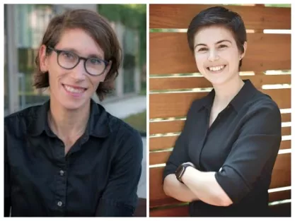 Professors Genevieve Lakier (left) and Evelyn Douek (right)