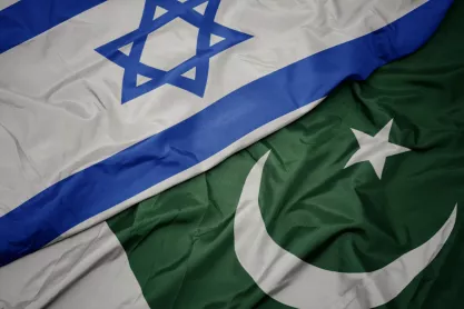 National flags of Pakistan and Israel