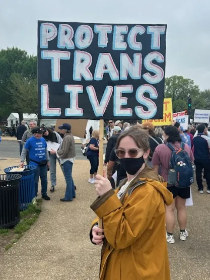 Protestors at "Hands Off" rally in Washington DC on April 5, 2025
