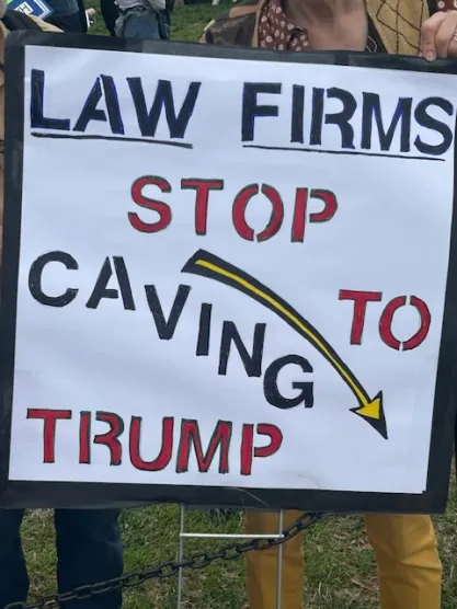 Protestors at "Hands Off" rally in Washington DC on April 5, 2025