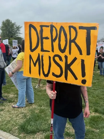 Protestors at "Hands Off" rally in Washington DC on April 5, 2025