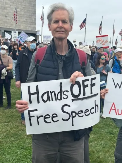 Protestors at "Hands Off" rally in Washington DC on April 5, 2025