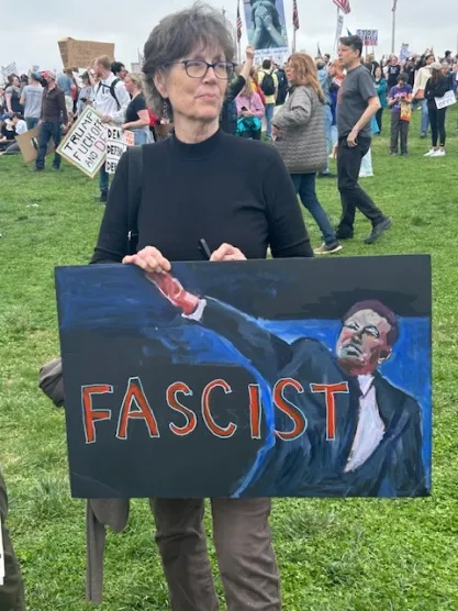 Protestors at "Hands Off" rally in Washington DC on April 5, 2025