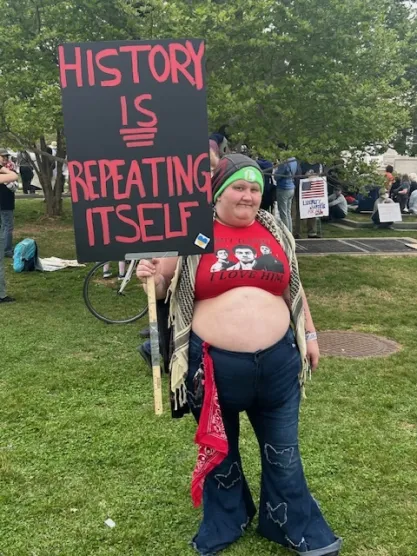 Protestors at "Hands Off" rally in Washington DC on April 5, 2025