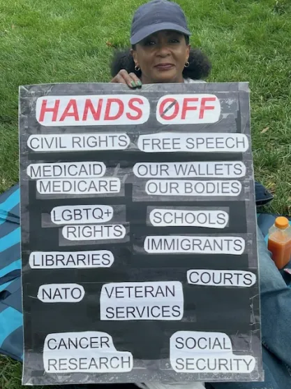 Protestors at "Hands Off" rally in Washington DC on April 5, 2025