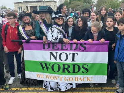 Protestors at "Hands Off" rally in Washington DC on April 5, 2025