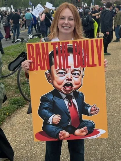 Protestors at "Hands Off" rally in Washington DC on April 5, 2025