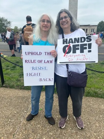 Protestors at "Hands Off" rally in Washington DC on April 5, 2025