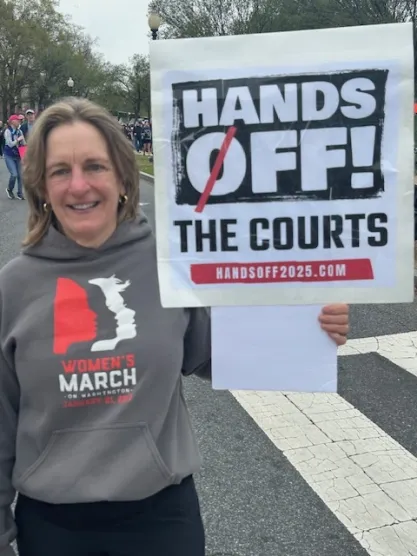Protestors at "Hands Off" rally in Washington DC on April 5, 2025