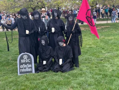 Protestors at "Hands Off" rally in Washington DC on April 5, 2025