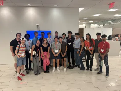 Campers chat with special guest Justin Amash after the live podcast recording