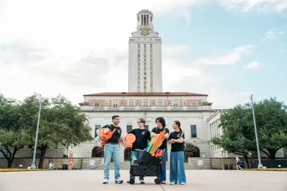 Members of the UT-Austin chapter of the Society of Unconventional Drummers