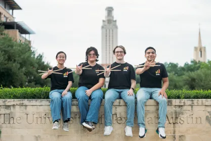 Members of the UT-Austin chapter of the Society of Unconventional Drummers