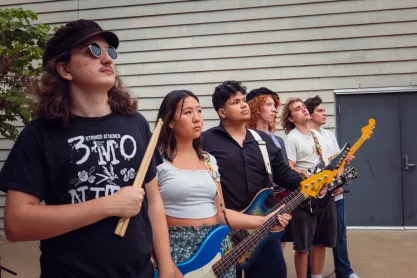 Members of the UT-Dallas music group Strings Attached