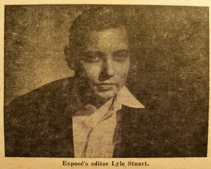 Newspaper image of Lyle Stuart publisher of Expose