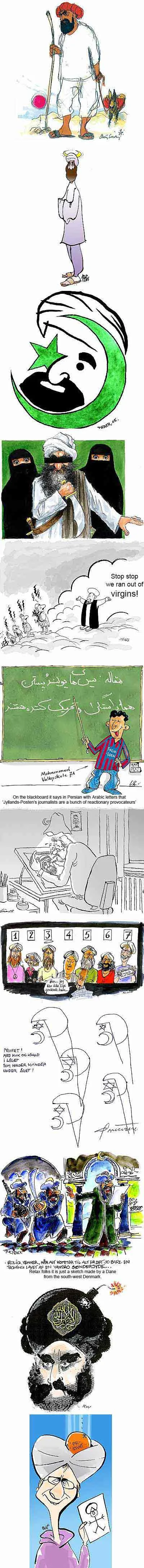 Cartoons depicting Mohammed from the Danish newspaper Jyllands-Posten on 30 September 2005
