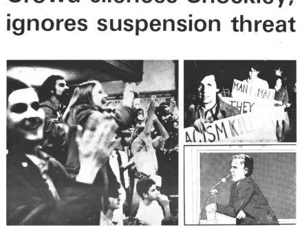 Protesters disrupt an event featuring controversial speaker William Shockley at Yale University on April 15, 1974.