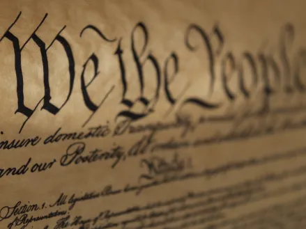 First page of Constitution with words "We the People"