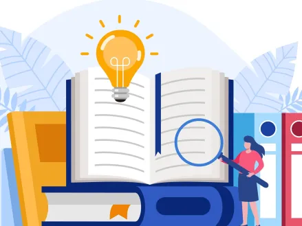 Illustration of books and documents indicating rules and due process