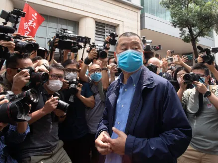 Jimmy Lai outside court in Hong Kong