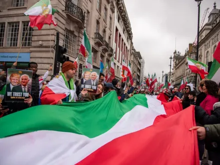 London protest in support of regime change in Iran, March 7, 2026.