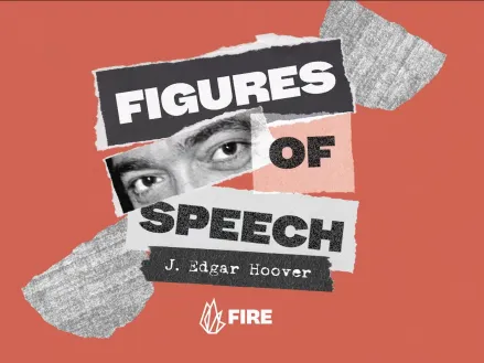 Collage showing the eyes of former FBI director J. Edgar Hoover next to the words "Figures of Speech"