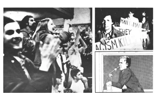Protesters disrupt an event featuring controversial speaker William Shockley at Yale University on April 15, 1974.