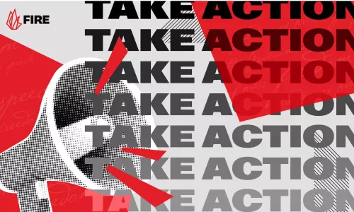 Take Image graphic with bullhorn