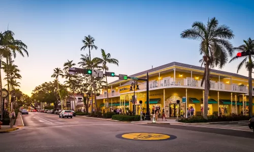 Naples Florida View of 5th avenue at sunset