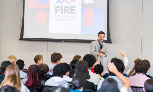 FIRE Executive Vice President Nico Perrino speaks at the Free Speech Leadership Summit