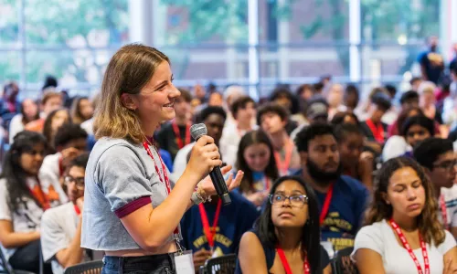 Student speaking at the 2024 FIRE Free Speech Leadership Summit