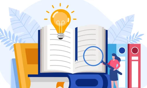 Illustration of books and documents indicating rules and due process