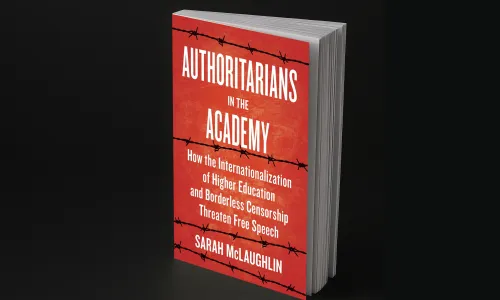Cover of the book "Authoritarians in the Academy" by Sarah McLaughlin set against a black background