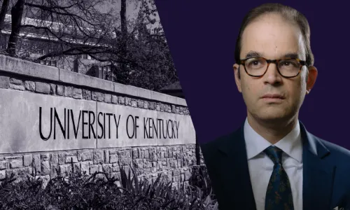 University of Kentucky sign and Ramsi Woodcock