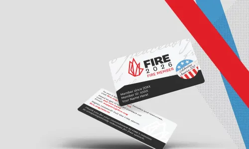 Two FIRE membership cards dated 2026