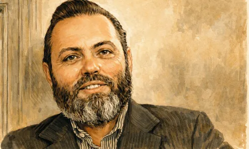 Illustration of publisher Lyle Stuart created by ChatGPT