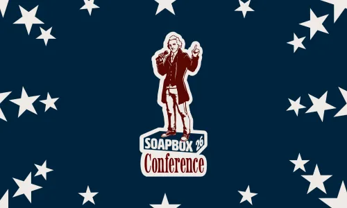 Illustration of Alexander Hamilton standing on a soapbox