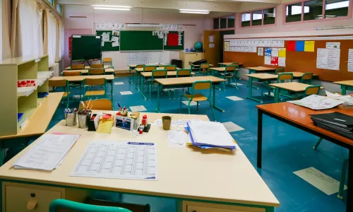 Empty old classroom without teacher or students (Image via Shutterstock.com)