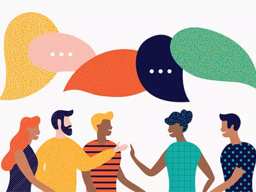 Illustration of a group of people in conversation